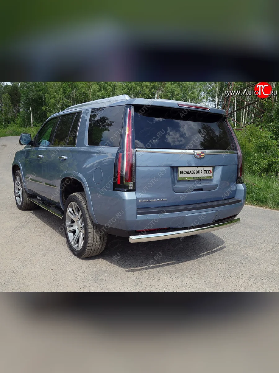 Защита заднего бампера (овальная) ТСС (нержавейка d75х42 мм) Cadillac Escalade GMTK2 джип 5 дв. короткая база (2015-2020)  с доставкой в г. Керчь