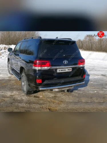 Защита заднего бампера (овальная) EXECUTIVE ТСС (нержавейка d 75х42 мм) Toyota Land Cruiser  200 (2015-2021) 2-ой рестайлинг