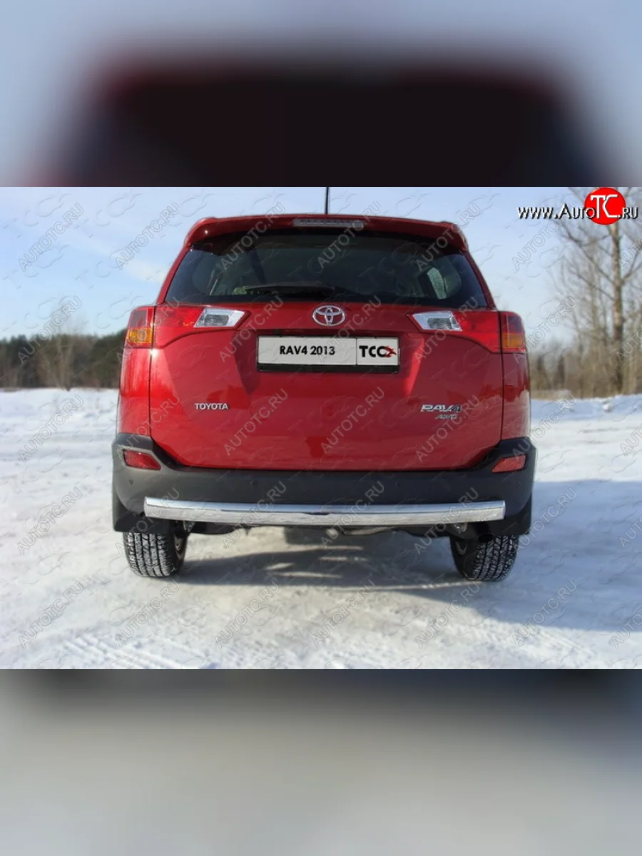 Защита заднего бампера (овальная) ТСС (нержавейка d75х42 мм) Toyota RAV4 XA40 5 дв. дорестайлинг (2012-2015)  в Самаре Самарской области