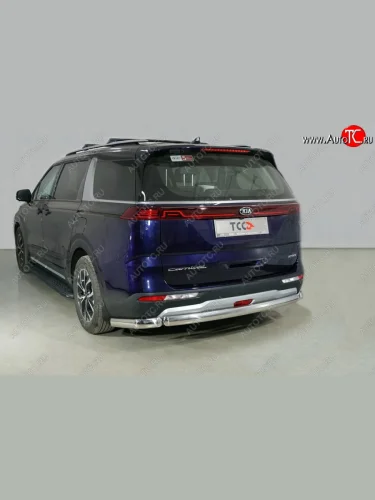 Защита заднего бампера (овальная) 2WD 2.2D ТСС (нержавейка d75х42 мм) KIA Carnival  KA4 (2020-2025) минивэн дорестайлинг, минивэн рестайлинг