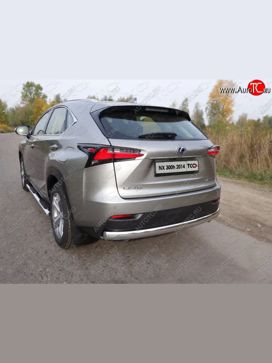Защита заднего бампера (овальная) ТСС (нержавейка d75х42 мм) Lexus NX300h Z10 дорестайлинг (2014-2017)  с доставкой в г. Самара