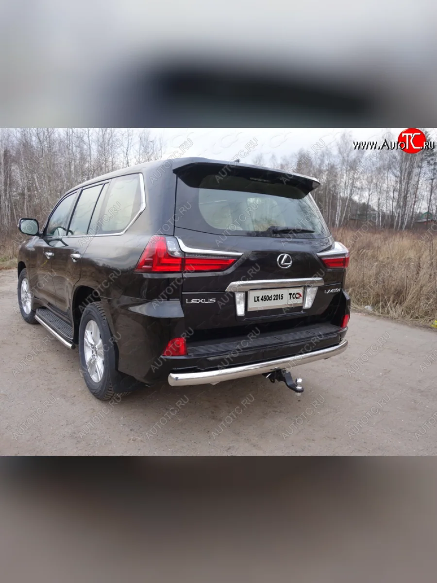 Защита заднего бампера (овальная) ТСС (нержавейка d75х42 мм) Lexus LX450d J200 2-ой рестайлинг (2015-2022)  с доставкой в г. Керчь