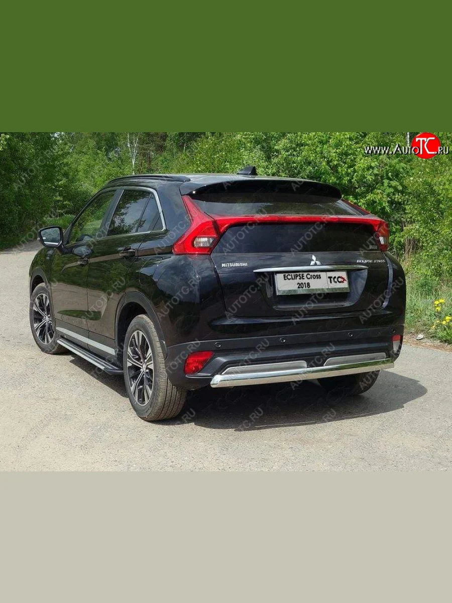 Защита заднего бампера (овальная) ТСС (нержавейка d75х42 мм) Mitsubishi Eclipse Cross GK дорестайлинг (2017-2021)  в Самаре Самарской области