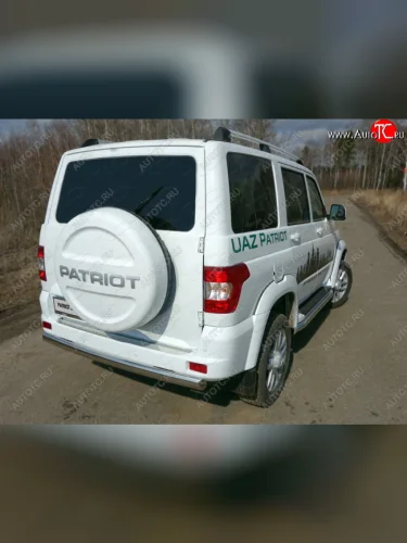 Защита заднего бампера (овальная) ТСС (нержавейка d75х42 мм) Уаз Патриот  3163 5-дв. (2014-2016) 1-ый рестайлинг