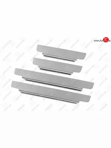 Накладки порожков салона Russtal (Нержавейка шлифованная) Chery Tiggo 5 (T21) дорестайлинг (2014-2017)