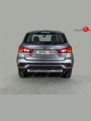 Защита заднего бампера (овальная) ТСС (нержавейка d75х42 мм) Mitsubishi ASX (2017-2020) 2-ой рестайлинг
