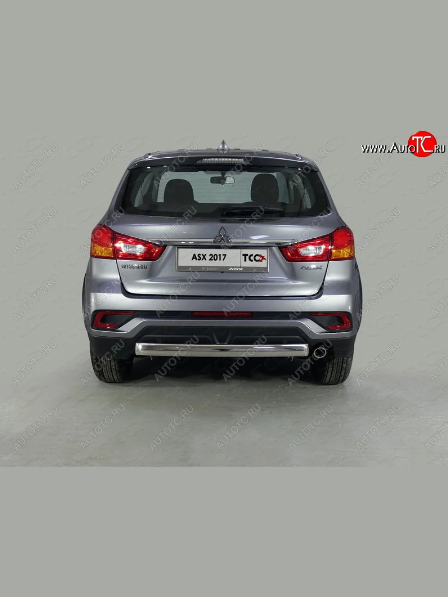 Защита заднего бампера (овальная) ТСС (нержавейка d75х42 мм)  Mitsubishi ASX (2017-2020)  с доставкой в г. Керчь