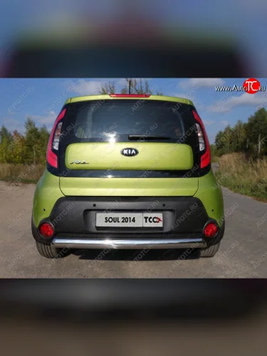 Защита заднего бампера (овальная) ТСС (нержавейка d75х42 мм) KIA Soul  PS (2014-2016) дорестайлинг