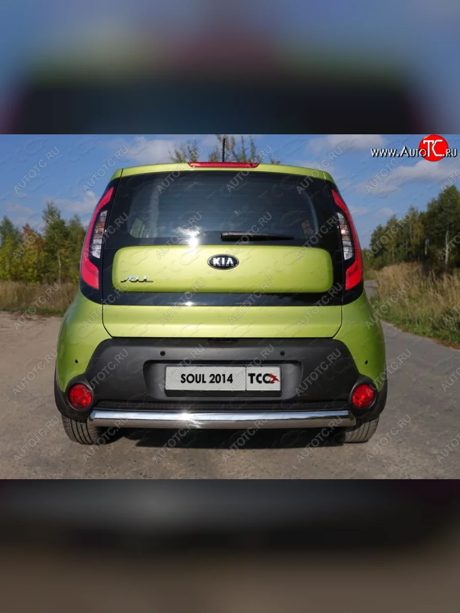 Защита заднего бампера (овальная) ТСС (нержавейка d75х42 мм) KIA Soul PS дорестайлинг (2014-2016)  в Самаре Самарской области