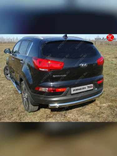 Защита заднего бампера (овальная) ТСС (нержавейка d75х42 мм) KIA Sportage  3 SL (2014-2016) рестайлинг