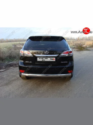 Защита заднего бампера (овальная) ТСС (нержавейка d75х42 мм) Lexus RX350  AL10 (2012-2015) рестайлинг