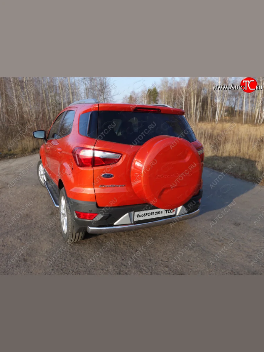 Защита заднего бампера (овальная) ТСС (нержавейка d75х42 мм) Ford EcoSport B515 рестайлинг (2017-2019)  в Самаре Самарской области