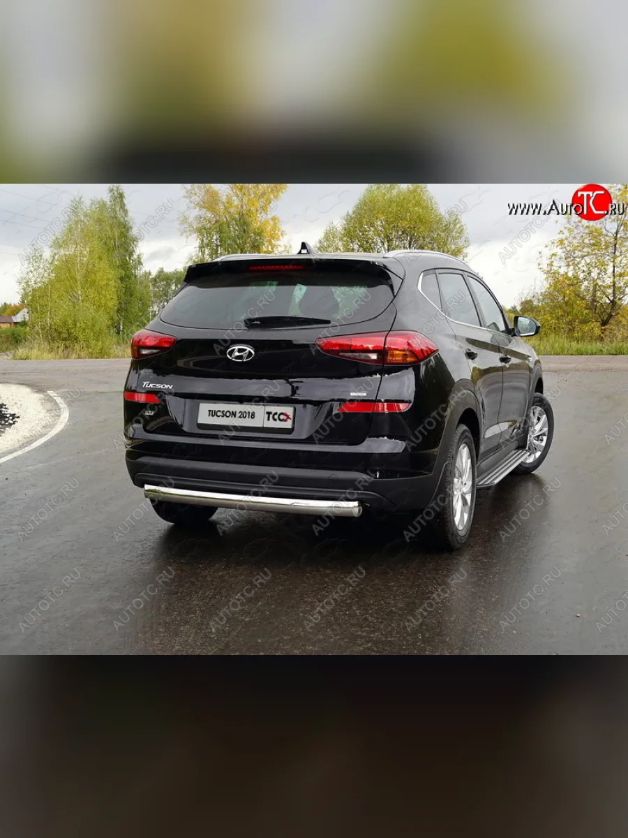 Защита заднего бампера (овальная) ТСС (нержавейка d75х42 мм) Hyundai Tucson TL рестайлинг (2018-2021)  в Самаре Самарской области