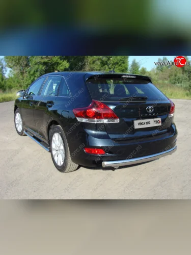 Защита заднего бампера (овальная) ТСС (нержавейка d75х42 мм) Toyota Venza  GV10 (2012-2016) рестайлинг
