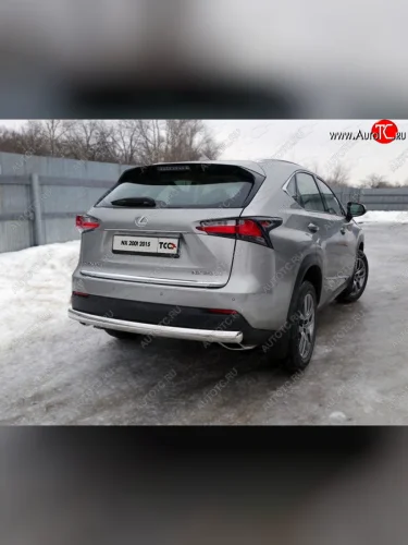 Защита заднего бампера (овальная) ТСС (нержавейка d75х42 мм) Lexus NX200  Z10 (2014-2017) дорестайлинг