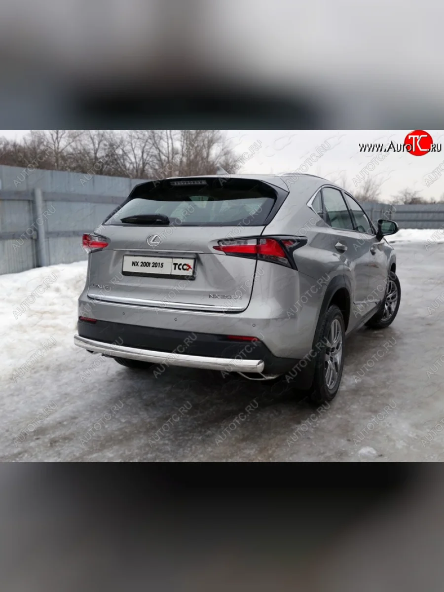 Защита заднего бампера (овальная) ТСС (нержавейка d75х42 мм) Lexus NX200 Z10 дорестайлинг (2014-2017)  с доставкой в г. Керчь