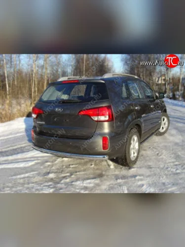 Защита заднего бампера (овальная) ТСС (нержавейка d75х42 мм) KIA Sorento ( XM,  UM/Prime) (2012-2020) рестайлинг, дорестайлинг