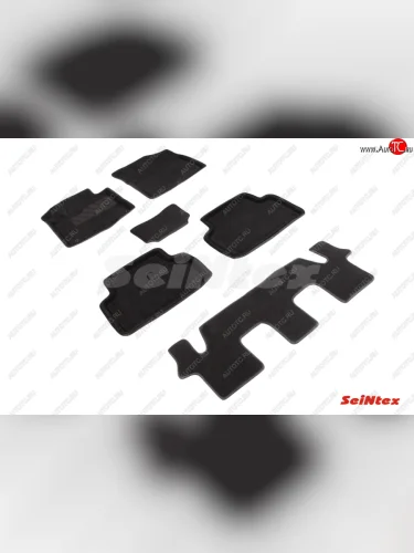 Коврики в салон SEINTEX 3D ВОРС (комплект, 7 мест) (Цвет: черный) KIA Sorento MQ4 (2020-2022)