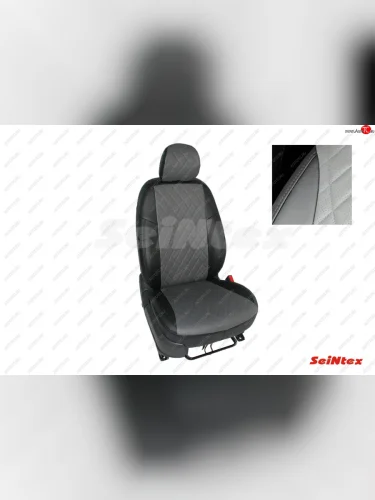 Чехлы для сидений Seintex (экокожа) Ромб (черно-серый) Chevrolet Aveo T300 хэтчбек (2011-2015)