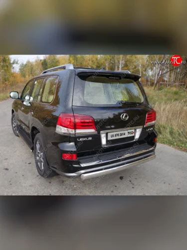 Защита заднего бампера (овальная) ТСС 75х42 мм Lexus LX570 J200 1-ый рестайлинг (2012-2015)