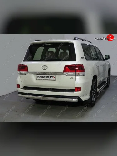 Защита заднего бампера (овальная) EXCALIBUR ТСС 75х42 мм Toyota Land Cruiser  200 (2015-2021) 2-ой рестайлинг