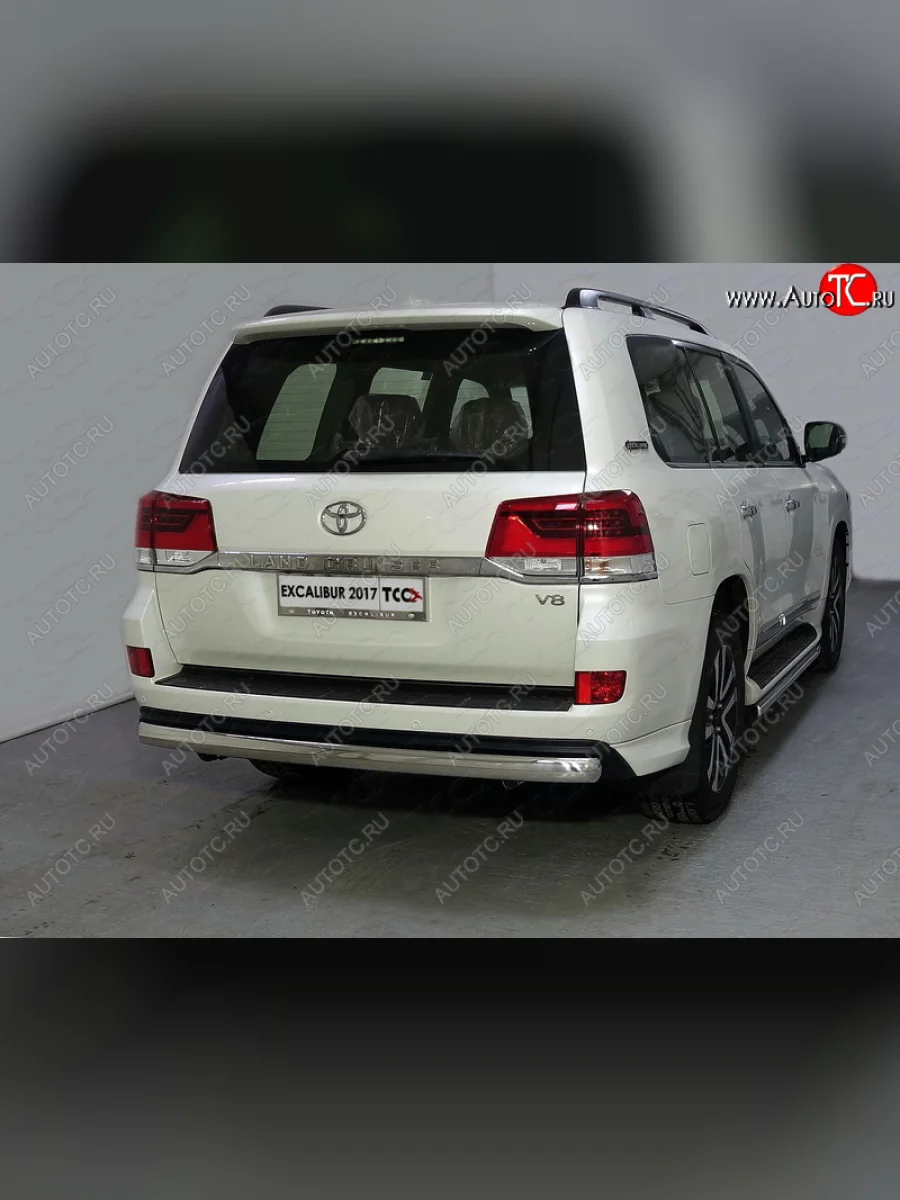 Защита заднего бампера (овальная) EXCALIBUR ТСС 75х42 мм Toyota Land Cruiser 200 2-ой рестайлинг (2015-2021)  в Воронеже Воронежской области