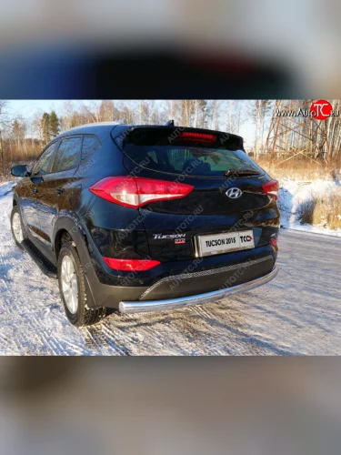 Защита заднего бампера (овальная) ТСС 75х42 мм Hyundai Tucson TL дорестайлинг (2015-2018)