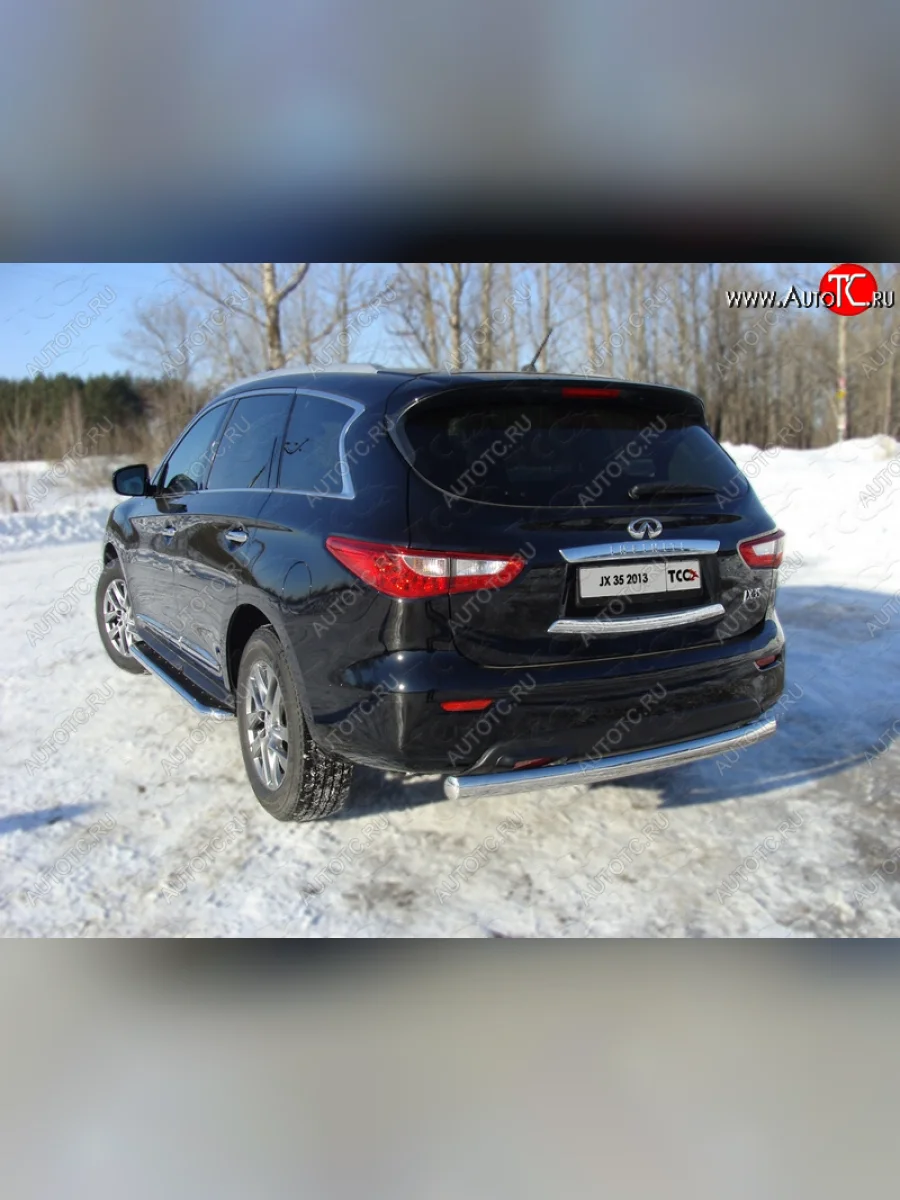 Защита заднего бампера (овальная) ТСС 75х42 мм INFINITI JX35 (2012-2014)  в Самаре Самарской области