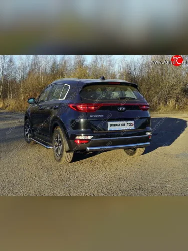 Защита заднего бампера (овальная) ТСС 75х42 мм KIA Sportage  4 QL (2018-2022) рестайлинг