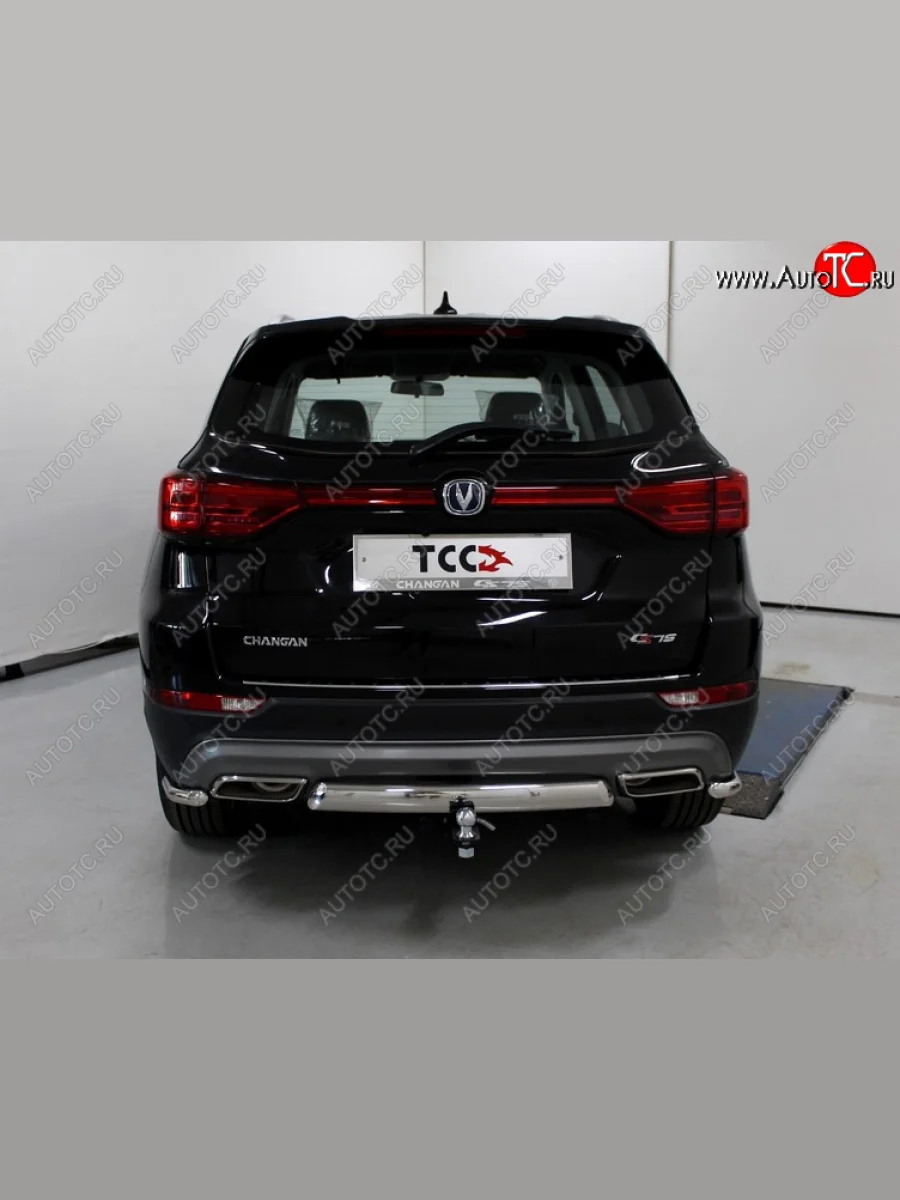 Защита заднего бампера (овальная) ТСС 75х42 мм Changan CS75 1-ый рестайлинг (2018-2022)  в Керчи Республика Крым