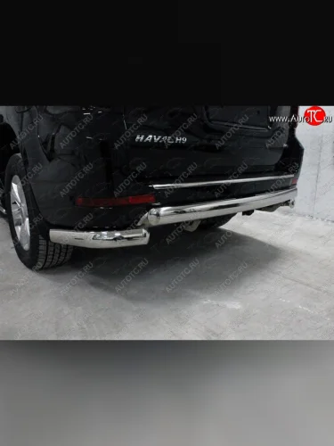 Защита заднего бампера (овальная) ТСС 75х42 мм Haval H9 1-ый рестайлинг (2017-2019)