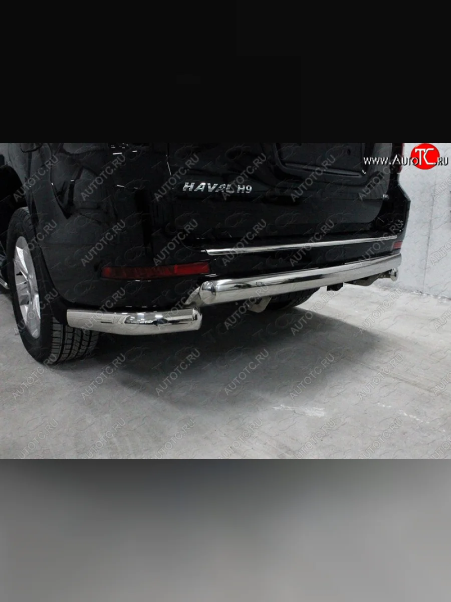 Защита заднего бампера (овальная) ТСС 75х42 мм Haval H9 1-ый рестайлинг (2017-2019)  с доставкой в г. Керчь