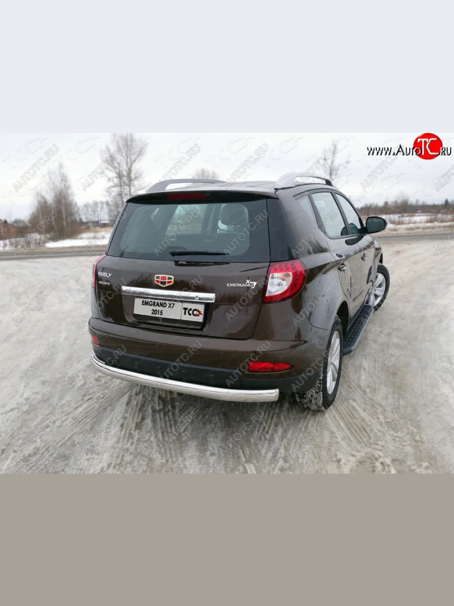 Защита заднего бампера (овальная) ТСС 75х42 мм Geely Emgrand X7 2-ой рестайлинг (2019-2021)  с доставкой в г. Керчь