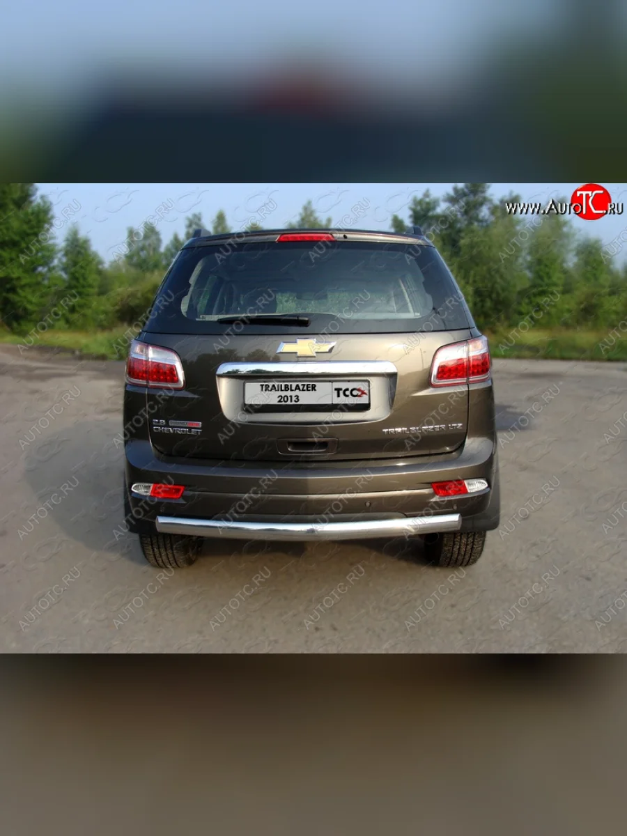 Защита заднего бампера (овальная) ТСС 75х42 мм Chevrolet Trailblazer GM800 дорестайлинг (2012-2016)  в Перми Пермском крае