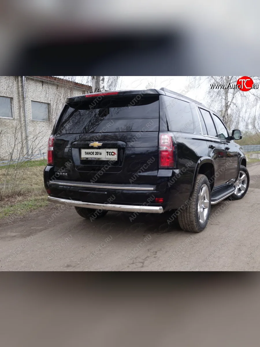 Защита заднего бампера (овальная) ТСС 75х42 мм Chevrolet Tahoe K2UC (2014-2021)  в Керчи Республика Крым
