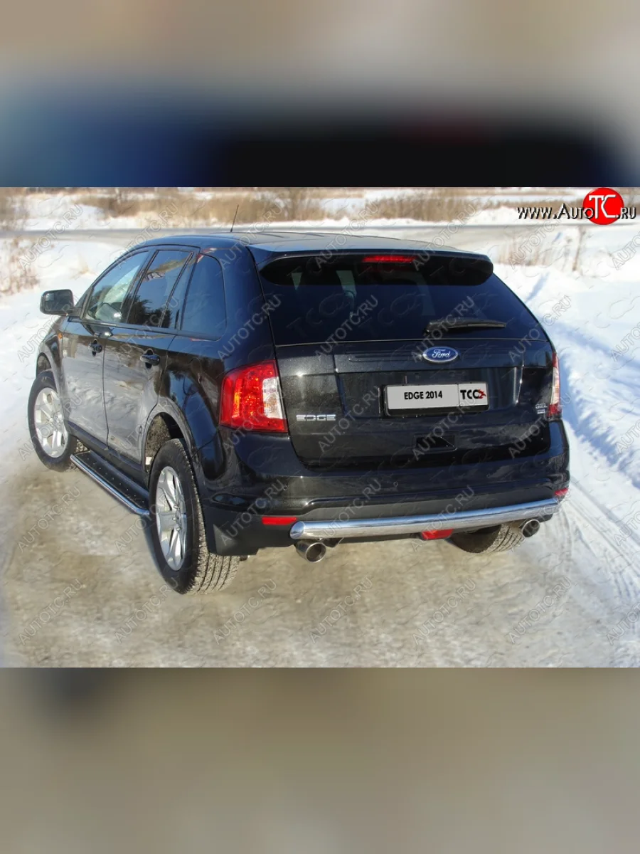 Защита заднего бампера (овальная) ТСС 75х42 мм Ford Edge CD539 дорестайлинг (2015-2018)  в Керчи Республика Крым