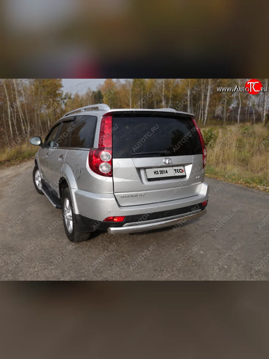 Защита заднего бампера (овальная) ТСС 75х42 мм Great Wall Hover H3  рестайлинг (2014-2016)  с доставкой в г. Пермь