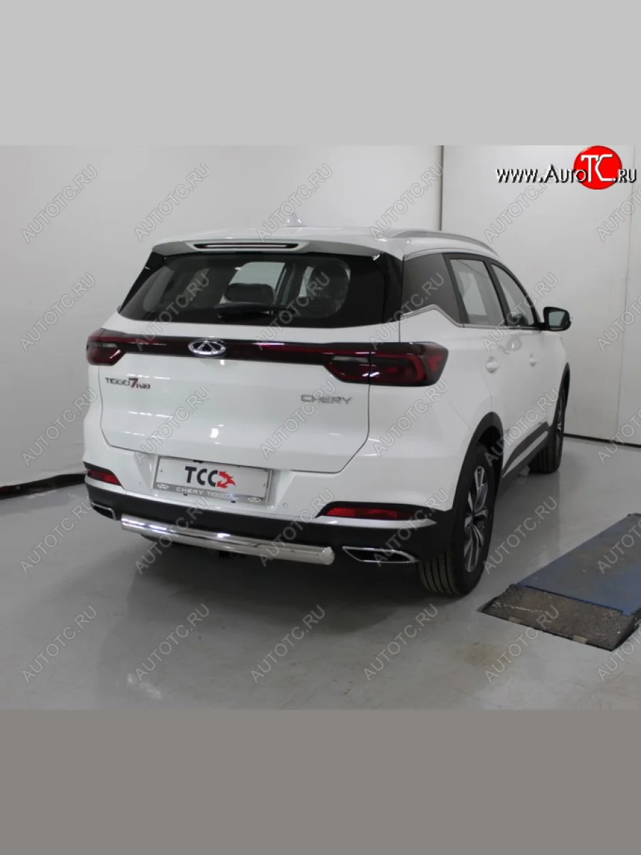 Защита заднего бампера (овальная, 2WD) ТСС 75х42 мм  Chery Tiggo 7 PRO (2019-2025)  в Керчи Республика Крым