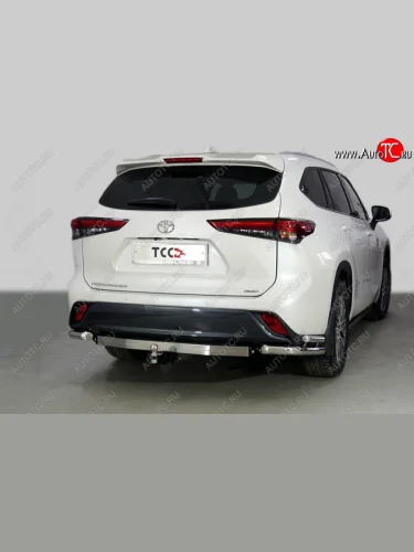 Защита заднего бампера (уголки двойные) ТСС 60,3/42,4 мм Toyota Highlander  XU70 (2020-2025)