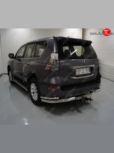 Защита заднего бампера (уголки двойные) ТСС 76,1/42 мм (насадка на глушитель в комплекте Lexus GX460  J150 (2019-2022) 2-ой рестайлинг