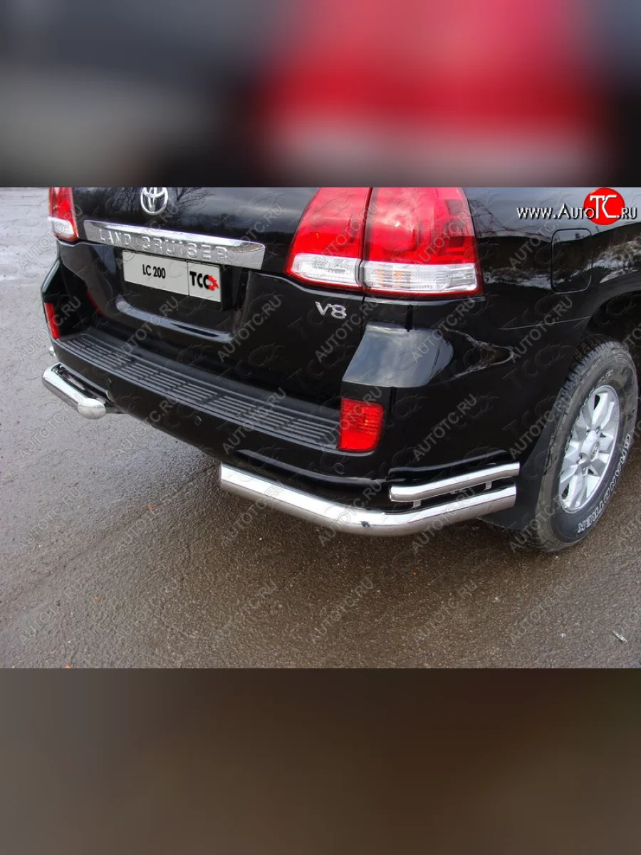 Защита заднего бампера (уголки двойные) ТСС 76,1/42,4 мм Toyota Land Cruiser 200 1-ый рестайлинг (2012-2015)  в Самаре Самарской области