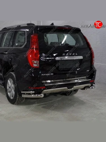Защита заднего бампера (уголки двойные) ТСС 76,1/42,4 мм Haval H9 (2017-2019) 1-ый рестайлинг