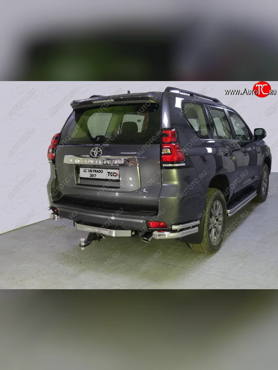 Защита заднего бампера (уголки двойные) ТСС 76,1/42,4 мм  Toyota Land Cruiser Prado (2017-2020) J150  в Воронеже Воронежской области