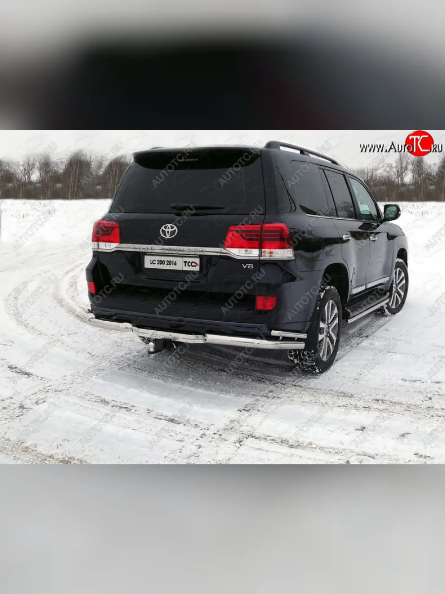 Защита заднего бампера (уголки двойные/76,1/42,4 мм, EXECUTIVE) ТСС  Toyota Land Cruiser (2015-2021) 200  в Воронеже Воронежской области