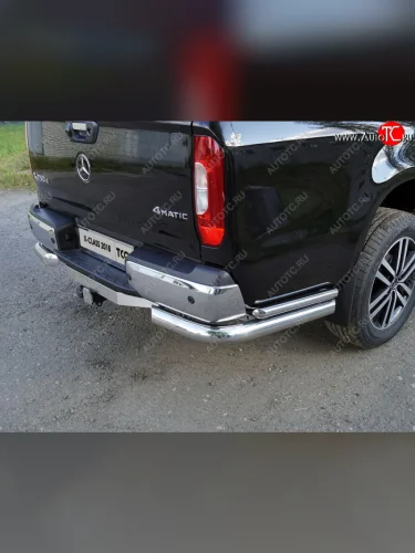 Защита заднего бампера (уголки двойные) ТСС 76,1/42,4 мм Mercedes-Benz X class  W470 (2017-2020)