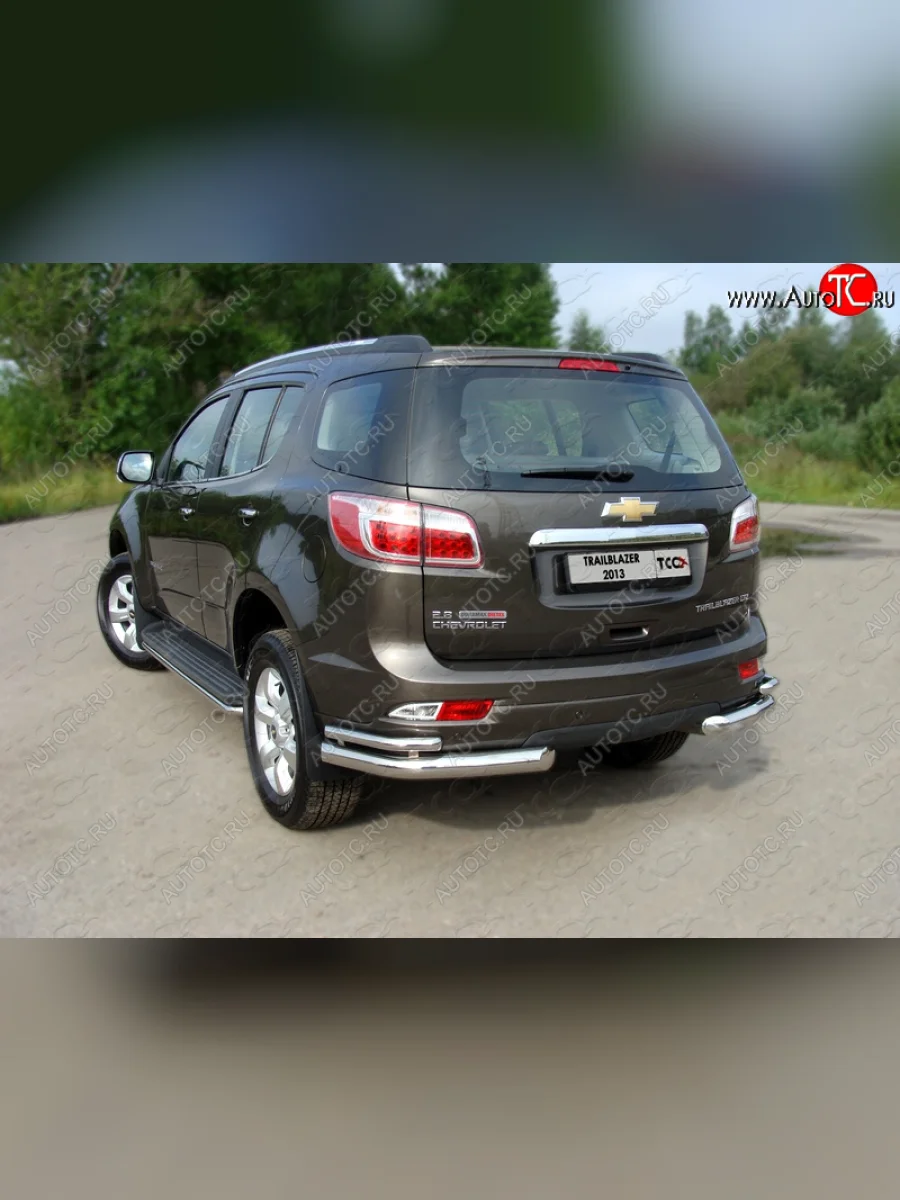 Защита заднего бампера (уголки двойные) ТСС 76,1/42,4 мм  Chevrolet Trailblazer (2012-2020) GM800  с доставкой в г. Керчь