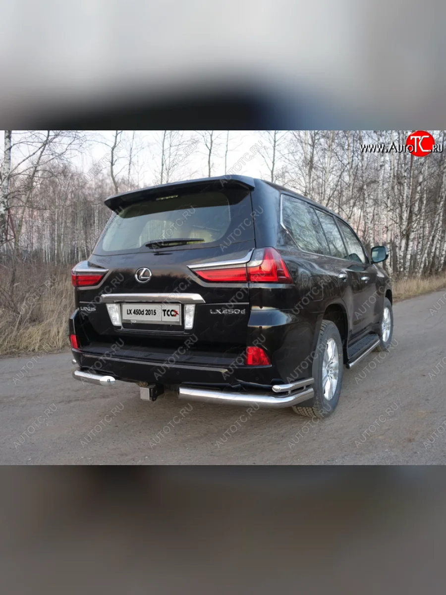 Защита заднего бампера (уголки двойные) ТСС 76,1/42,4 мм  Lexus  LX450d  J200, LX570  J200  с доставкой в г. Керчь