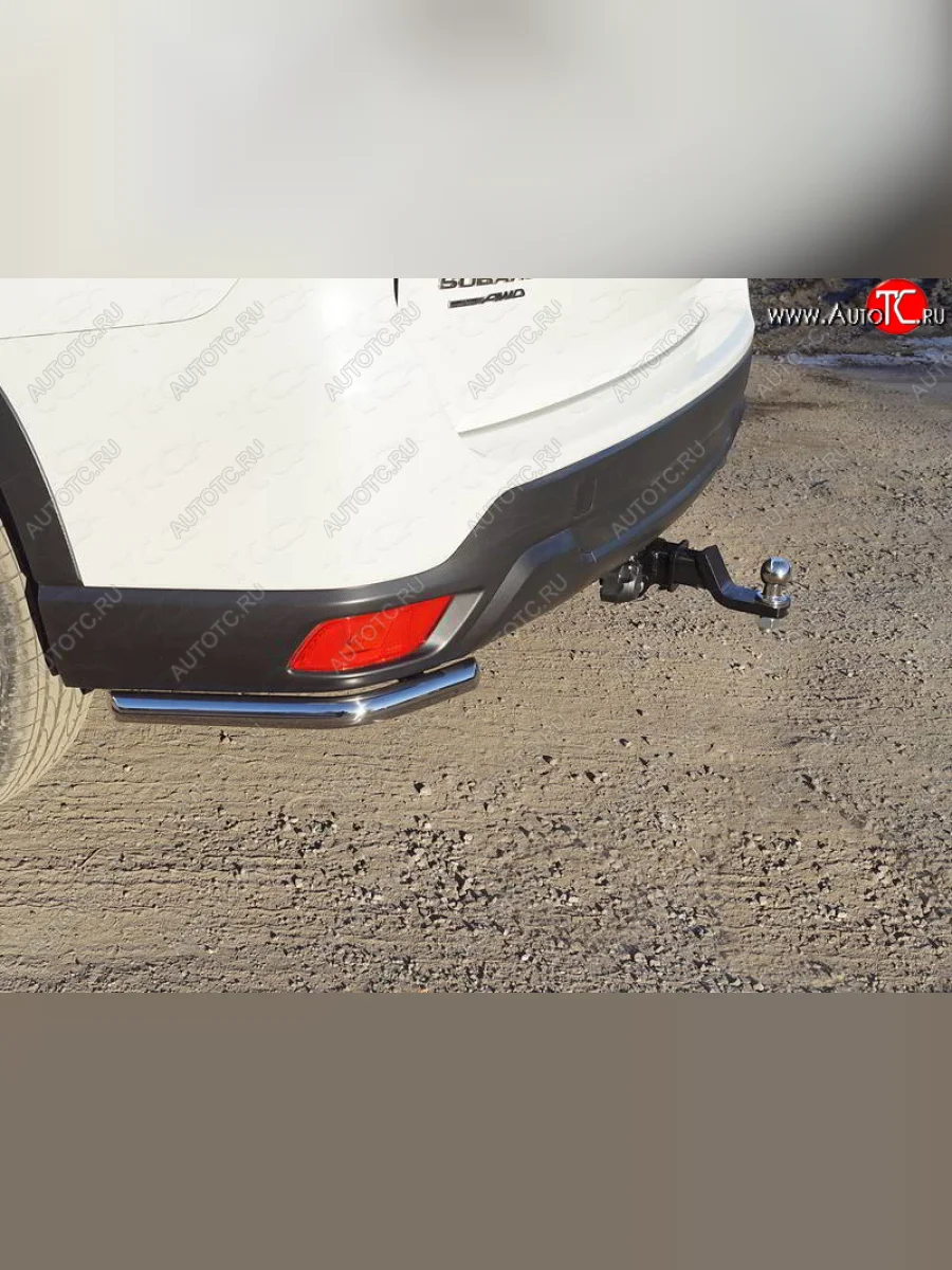Защита заднего бампера (уголки) ТСС 42,4 мм Subaru Forester SK/S14 дорестайлинг (2018-2021) (длинные)  в Самаре Самарской области