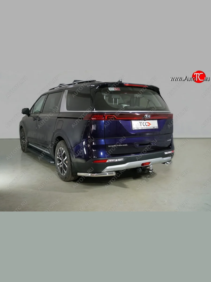 Защита заднего бампера (уголки) 2WD 2.2D ТСС 60,3 мм  KIA Carnival (2020-2025) KA4 (длинные)  с доставкой в г. Керчь