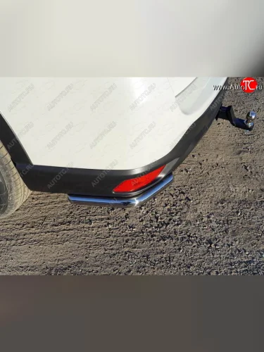 Защита заднего бампера (уголки) ТСС 42,4 мм (короткие, под брызговики) Subaru Forester  SK/S14 (2018-2021) дорестайлинг